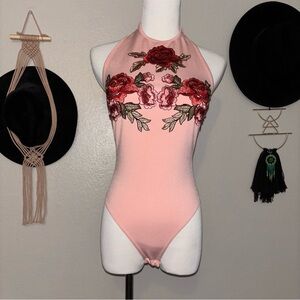 Gianni Bini Pink Floral Bodysuit - Barely Worn